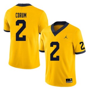 Michigan Wolverines #2 Blake Corum Men's Yellow College Football Jersey 637501-480