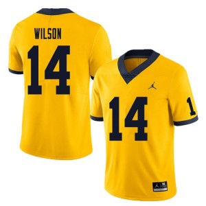 Michigan Wolverines #14 Roman Wilson Men's Yellow College Football Jersey 275534-285