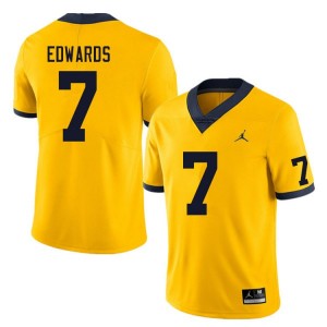 Michigan Wolverines #7 Donovan Edwards Men's Yellow College Football Jersey 158278-461
