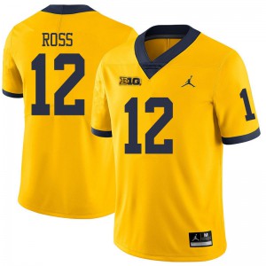 Michigan Wolverines #12 Josh Ross Men's Yellow College Football Jersey 987324-171