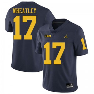 Michigan Wolverines #17 Tyrone Wheatley Men's Navy College Football Jersey 238063-240