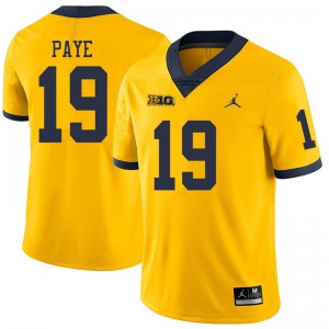 Michigan Wolverines #19 Kwity Paye Men's Yellow College Football Jersey 405946-138