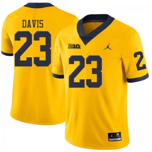Michigan Wolverines #23 Jared Davis Men's Yellow College Football Jersey 520013-135