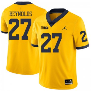 Michigan Wolverines #27 Hunter Reynolds Men's Yellow College Football Jersey 390821-440