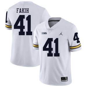 Michigan Wolverines #41 Adam Fakih Men's White College Football Jersey 863397-806
