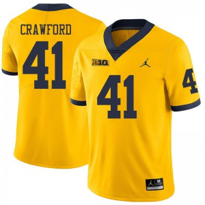 Michigan Wolverines #41 Kekoa Crawford Men's Yellow College Football Jersey 268307-462