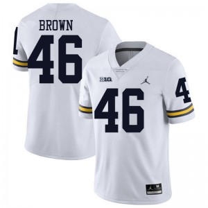 Michigan Wolverines #46 Matt Brown Men's White College Football Jersey 115334-672
