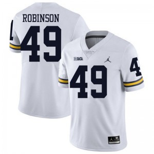 Michigan Wolverines #49 Andrew Robinson Men's White College Football Jersey 877809-313