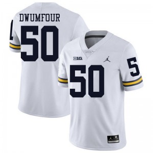 Michigan Wolverines #50 Michael Dwumfour Men's White College Football Jersey 552010-764