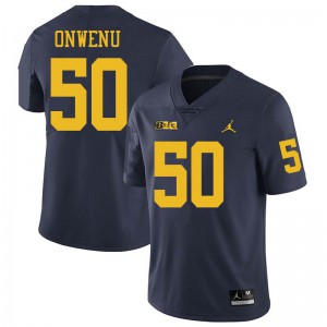 Michigan Wolverines #50 Michael Onwenu Men's Navy College Football Jersey 976211-277