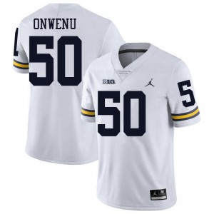 Michigan Wolverines #50 Michael Onwenu Men's White College Football Jersey 341119-394