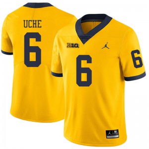 Michigan Wolverines #6 Josh Uche Men's Yellow College Football Jersey 732138-596