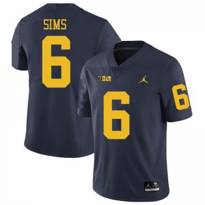 Michigan Wolverines #6 Myles Sims Men's Navy College Football Jersey 546447-134