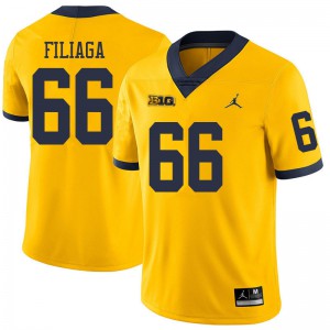 Michigan Wolverines #66 Chuck Filiaga Men's Yellow College Football Jersey 542288-871