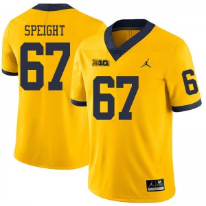 Michigan Wolverines #67 Jess Speight Men's Yellow College Football Jersey 211934-804