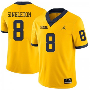Michigan Wolverines #8 Drew Singleton Men's Yellow College Football Jersey 508839-877