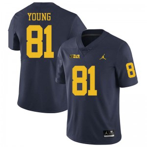 Michigan Wolverines #81 Jack Young Men's Navy College Football Jersey 173340-749