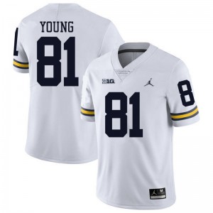 Michigan Wolverines #81 Jack Young Men's White College Football Jersey 911689-304