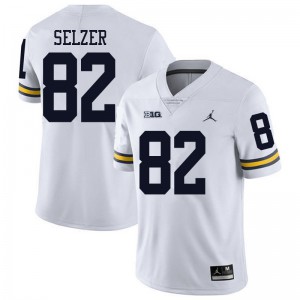 Michigan Wolverines #82 Carter Selzer Men's White College Football Jersey 269660-444