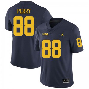 Michigan Wolverines #88 Grant Perry Men's Navy College Football Jersey 367953-775