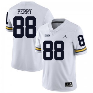 Michigan Wolverines #88 Grant Perry Men's White College Football Jersey 130607-988