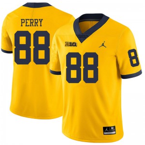 Michigan Wolverines #88 Grant Perry Men's Yellow College Football Jersey 692622-984