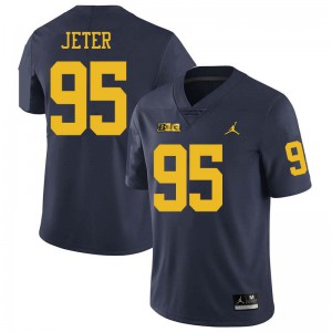 Michigan Wolverines #95 Donovan Jeter Men's Navy College Football Jersey 945011-816