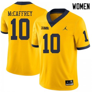 Michigan Wolverines #10 Dylan McCaffrey Women's Yellow College Football Jersey 686786-462