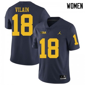 Michigan Wolverines #18 Luiji Vilain Women's Navy College Football Jersey 504623-561