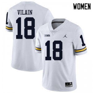 Michigan Wolverines #18 Luiji Vilain Women's White College Football Jersey 953100-643