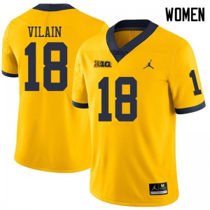 Michigan Wolverines #18 Luiji Vilain Women's Yellow College Football Jersey 560680-255