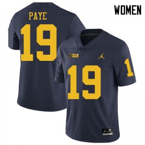 Michigan Wolverines #19 Kwity Paye Women's Navy College Football Jersey 414064-903
