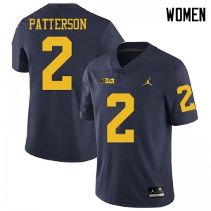 Michigan Wolverines #2 Shea Patterson Women's Navy College Football Jersey 870435-444