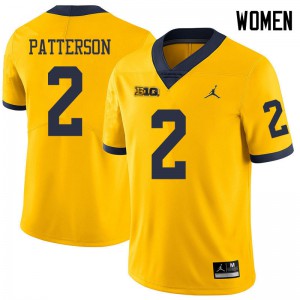 Michigan Wolverines #2 Shea Patterson Women's Yellow College Football Jersey 430270-884