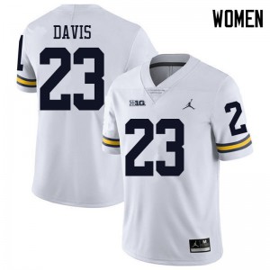 Michigan Wolverines #23 Jared Davis Women's White College Football Jersey 895052-351