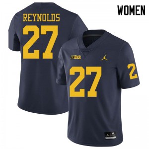 Michigan Wolverines #27 Hunter Reynolds Women's Navy College Football Jersey 477922-615