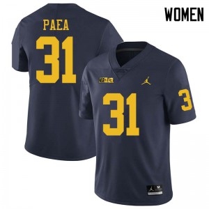 Michigan Wolverines #31 Phillip Paea Women's Navy College Football Jersey 246703-904