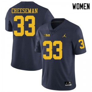 Michigan Wolverines #33 Camaron Cheeseman Women's Navy College Football Jersey 366030-566