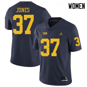 Michigan Wolverines #37 Bradford Jones Women's Navy College Football Jersey 628123-132