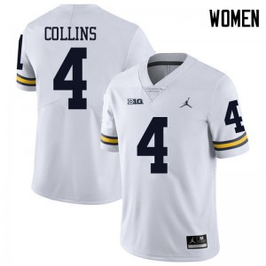 Michigan Wolverines #4 Nico Collins Women's White College Football Jersey 325532-410