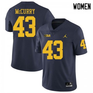 Michigan Wolverines #43 Jake McCurry Women's Navy College Football Jersey 348294-464