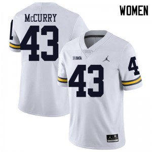 Michigan Wolverines #43 Jake McCurry Women's White College Football Jersey 643282-657