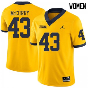 Michigan Wolverines #43 Jake McCurry Women's Yellow College Football Jersey 420288-306
