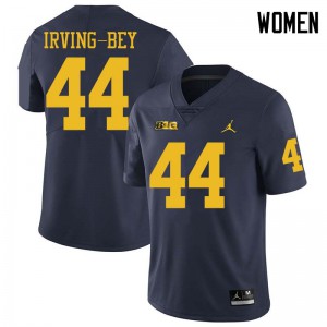 Michigan Wolverines #44 Deron Irving-Bey Women's Navy College Football Jersey 812591-531