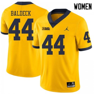 Michigan Wolverines #44 Matt Baldeck Women's Yellow College Football Jersey 959279-650