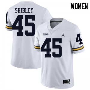 Michigan Wolverines #45 Adam Shibley Women's White College Football Jersey 178068-788