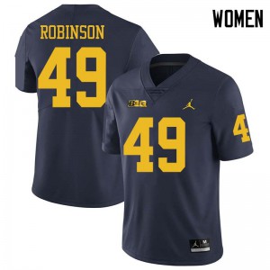 Michigan Wolverines #49 Andrew Robinson Women's Navy College Football Jersey 715817-834