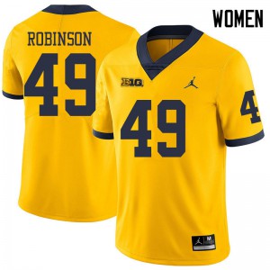 Michigan Wolverines #49 Andrew Robinson Women's Yellow College Football Jersey 375645-339