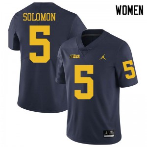 Michigan Wolverines #5 Aubrey Solomon Women's Navy College Football Jersey 824133-578
