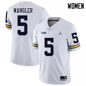 Michigan Wolverines #5 Jared Wangler Women's White College Football Jersey 986398-124